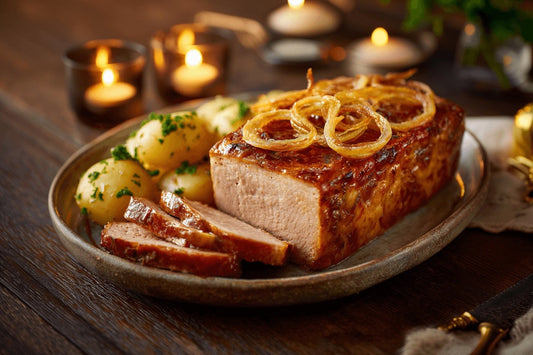 Wagyu Fleischkäse – Klassisch gebacken mit Röstzwiebeln & Kartoffelsalat