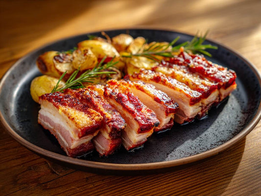 Freilandschwein Bauch - Knusprig paniert mit Panko & Zitronenbutter
