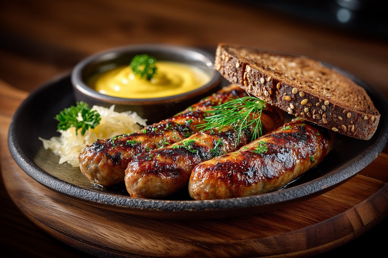 Wagyu Bratwurst – Klassisch gegrillt mit Senf & Sauerkraut