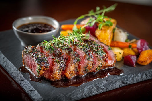 Wagyu Falsches Filet geschmort mit Kräuterkruste & Schalottenjus