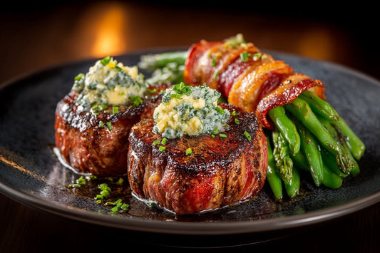 Wagyu Filet Steaks – Medium-Rare mit Kräuterbutter & Speckbohnen