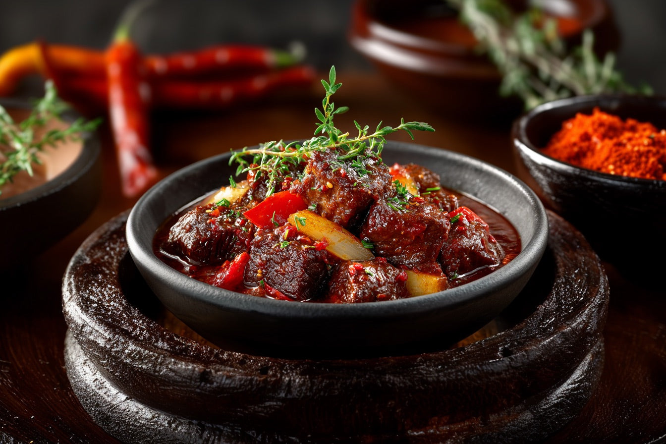 Wagyu Gulasch – Langsam geschmort mit Paprika, Wacholder & Rotwein