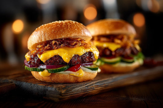 Wagyu Patties – Classic Cheeseburger mit Röstzwiebel & Pickle
