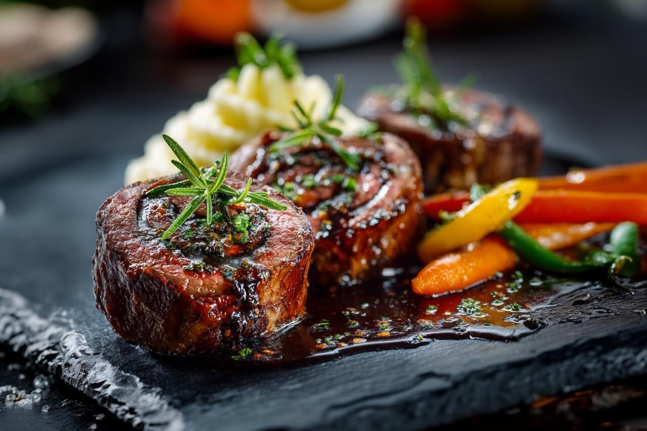 Wagyu-Rouladen mit Portwein-Schalotten-Sauce