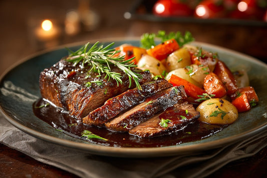 Wagyu Schaufelstück – Langsam geschmort mit Wurzelgemüse & Dunkelbiersauce