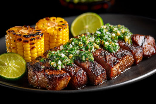 Wagyu Sierra Cut – Kurzgebraten mit Chimichurri & geröstetem Mais