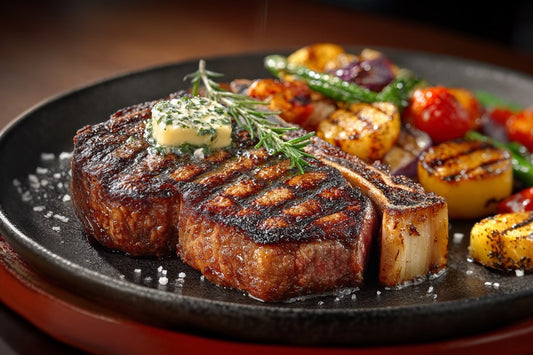 Wagyu T-Bone Steak – Gegrillt mit Rosmarinbutter & mediterranem Gemüse