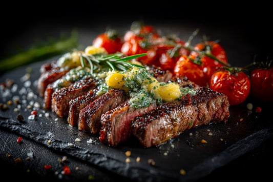 Wagyu Vegas Strip – Pur gegrillt mit Kräuterbutter & confierten Tomaten