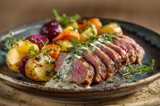 Wagyu Zunge – Sanft gekocht mit Meerrettichsauce & Wurzelgemüse